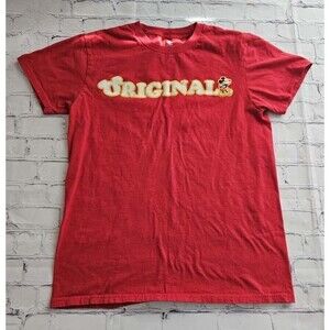 Disney Mickey Mouse “Original” Red Graphic T-Shirt Size S 100% Cotton Pre-Owned